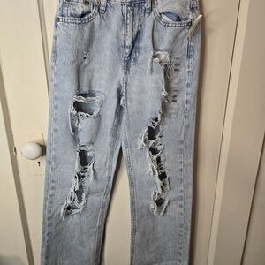 Aeropostale Light Blue Ripped Straight Leg Jeans